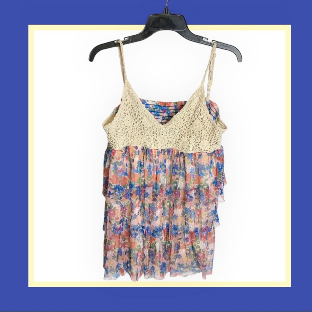 Rue 21 Lined Tiered Floral Spaghetti Strap Summer Top XL